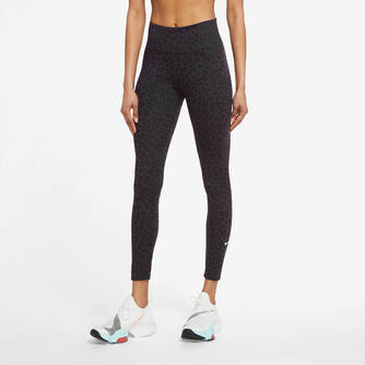 Nike Dri-FIT One Glitter Leopard legging Dames Zwart